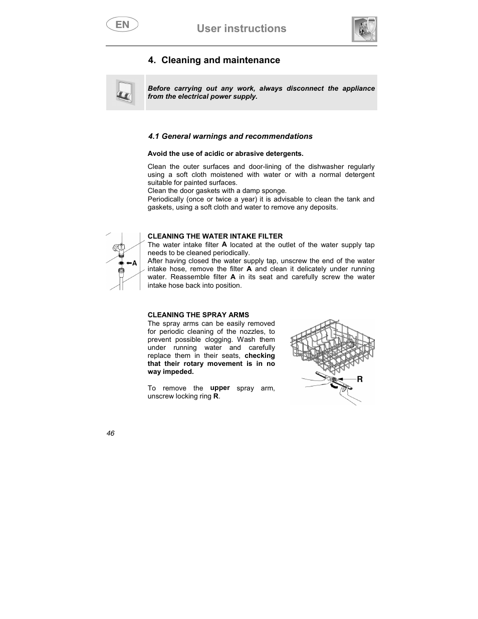 User instructions | Smeg DD409S User Manual | Page 33 / 38