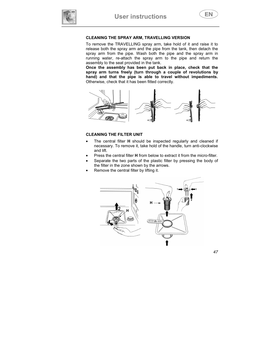 User instructions | Smeg DD409S User Manual | Page 34 / 38