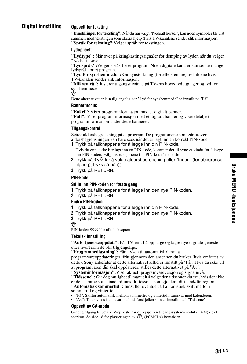Se på side 31 | Sony KDL-19L4000 User Manual | Page 103 / 255