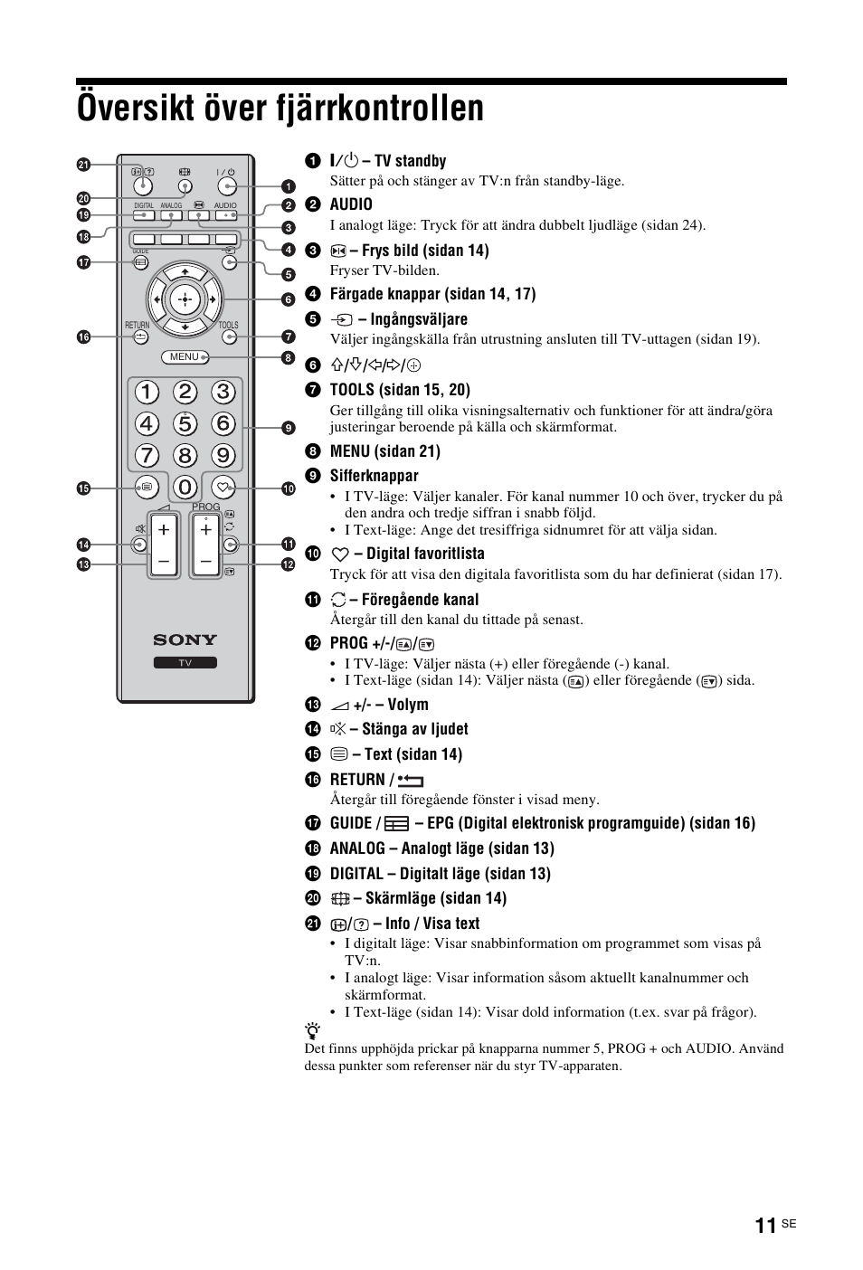 Översikt över fjärrkontrollen | Sony KDL-19L4000 User Manual | Page 119 / 255