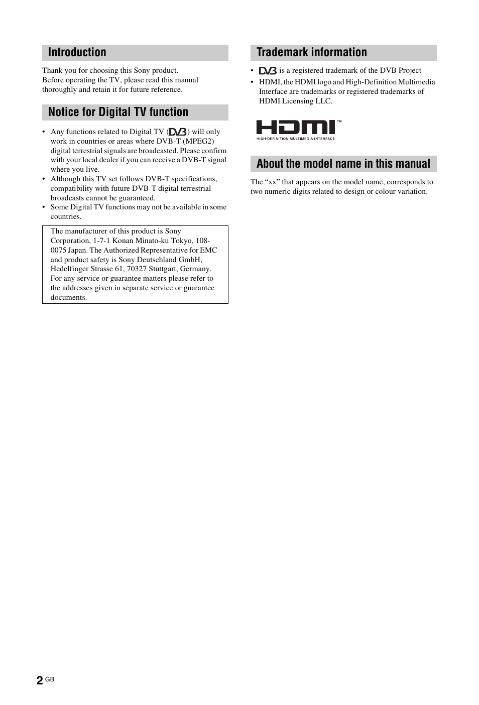 Introduction notice for digital tv function | Sony KDL-19L4000 User Manual | Page 146 / 255