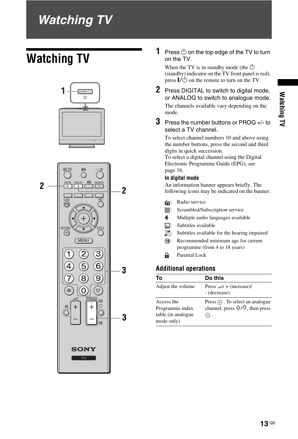 Watching tv | Sony KDL-19L4000 User Manual | Page 157 / 255