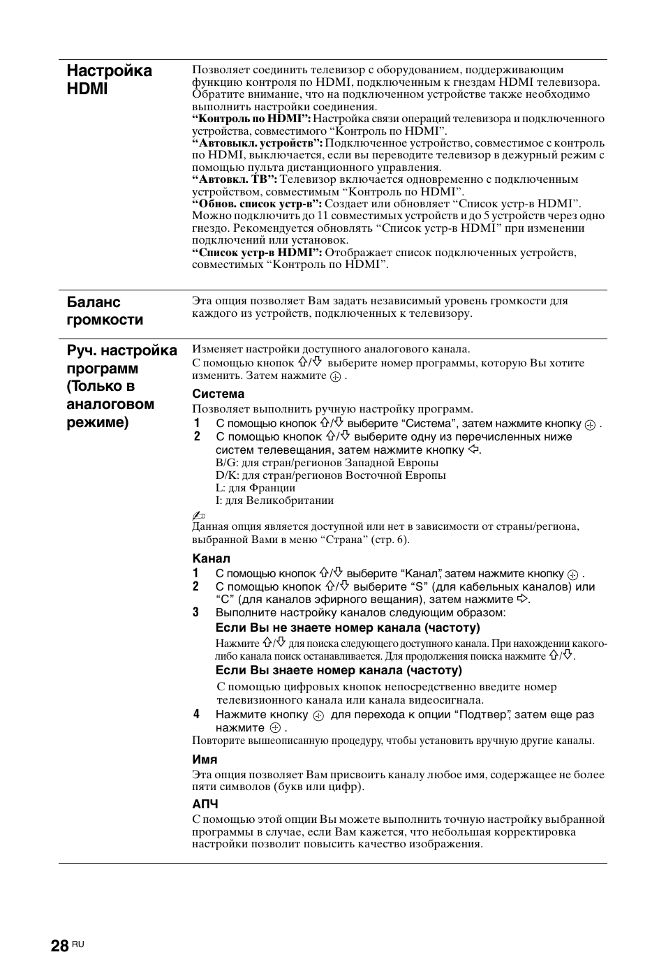 Настройка hdmi | Sony KDL-19L4000 User Manual | Page 244 / 255