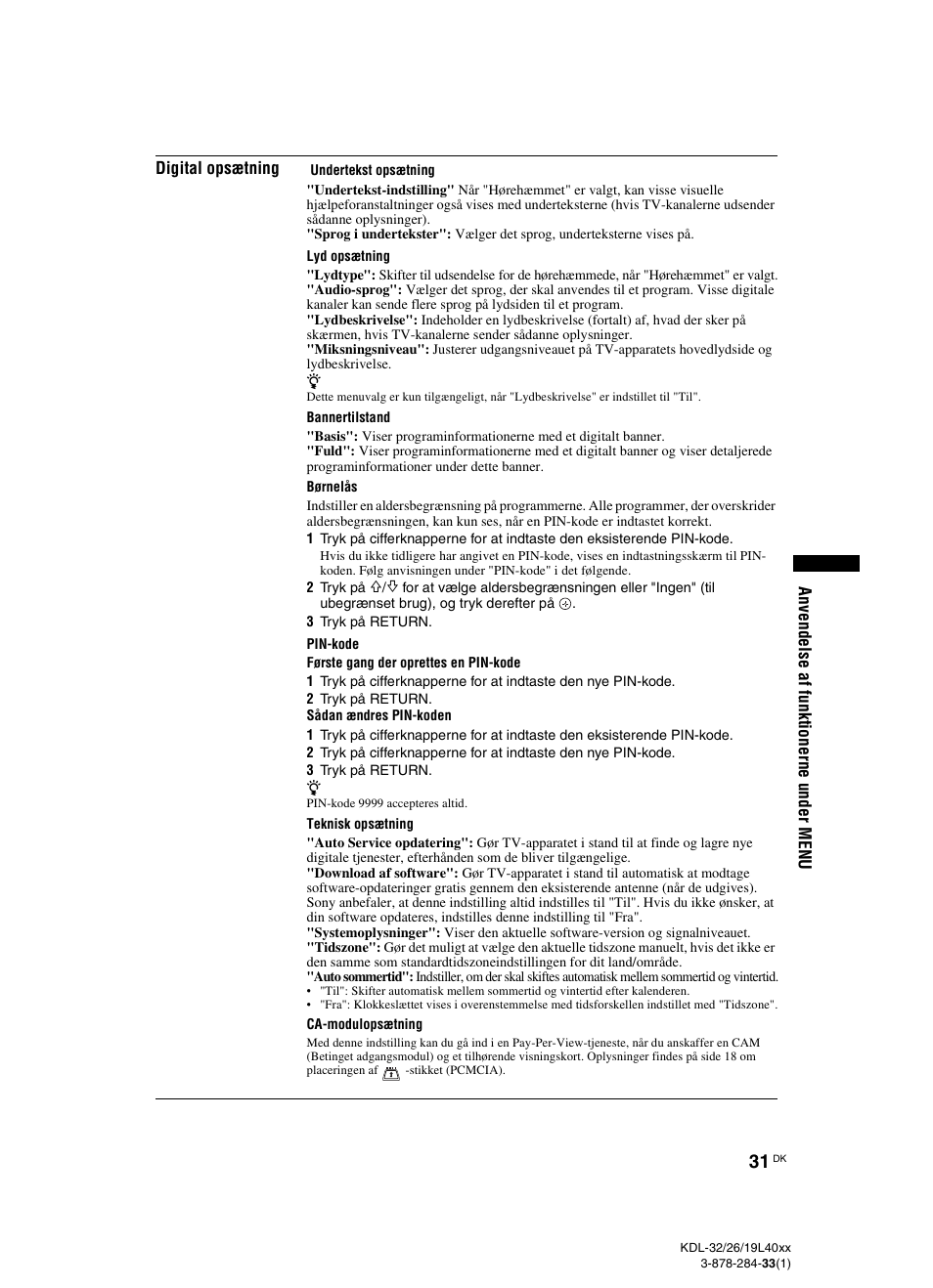 Se side 31 | Sony KDL-19L4000 User Manual | Page 31 / 255