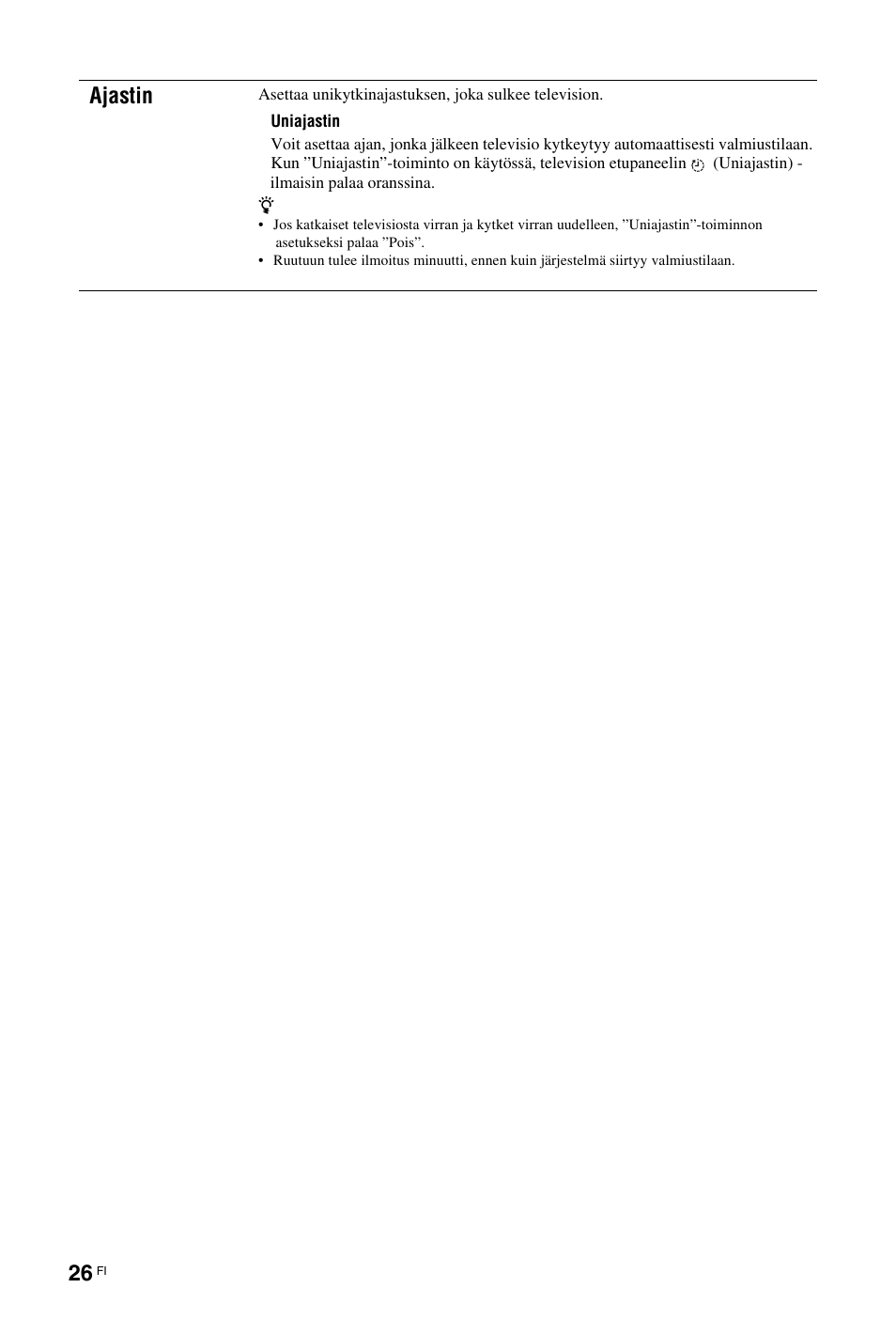 Sivu 26), Katso sivua 26, Ajastin | Sony KDL-19L4000 User Manual | Page 62 / 255