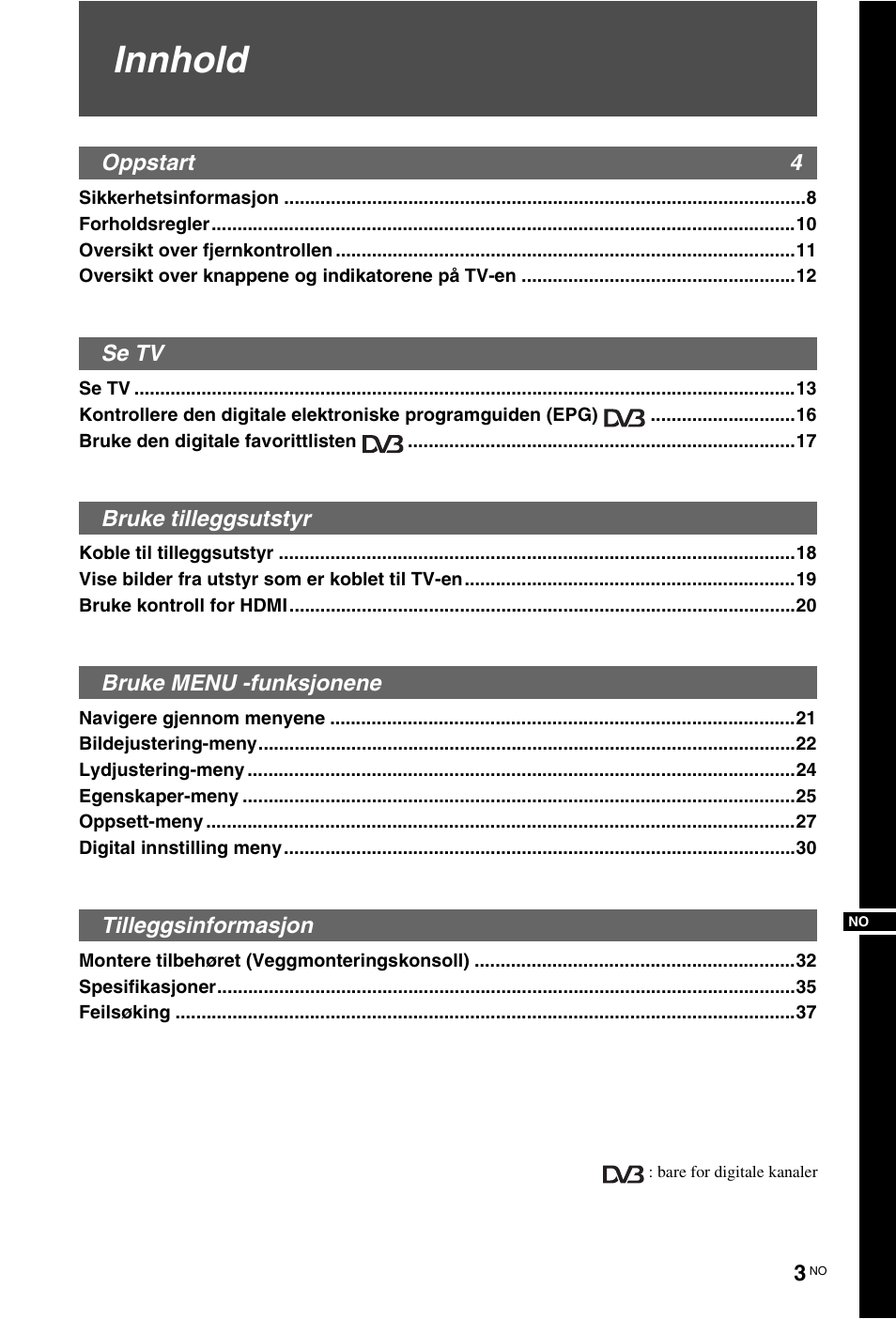Innhold | Sony KDL-19L4000 User Manual | Page 75 / 255