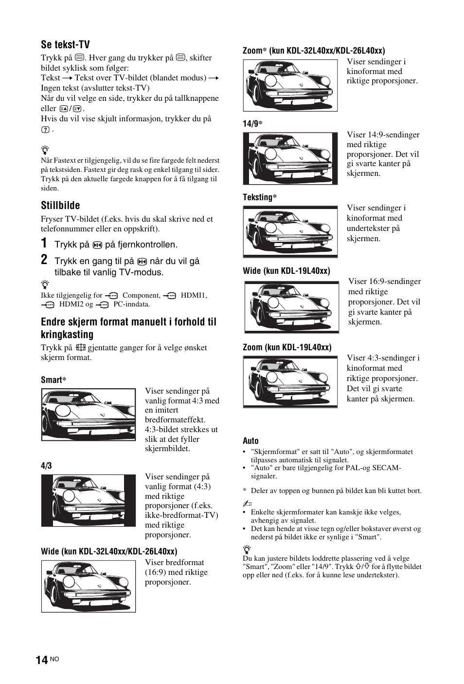Side 14), Side 14, S (side 14) | Se tekst-tv, Stillbilde | Sony KDL-19L4000 User Manual | Page 86 / 255
