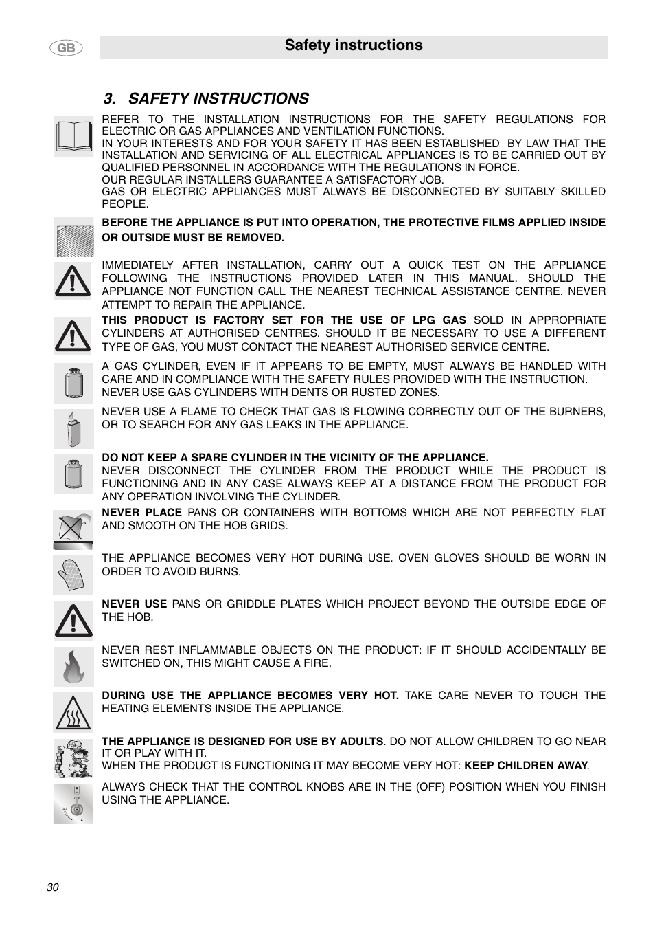 Safety instructions | Smeg MC30RA User Manual | Page 4 / 24