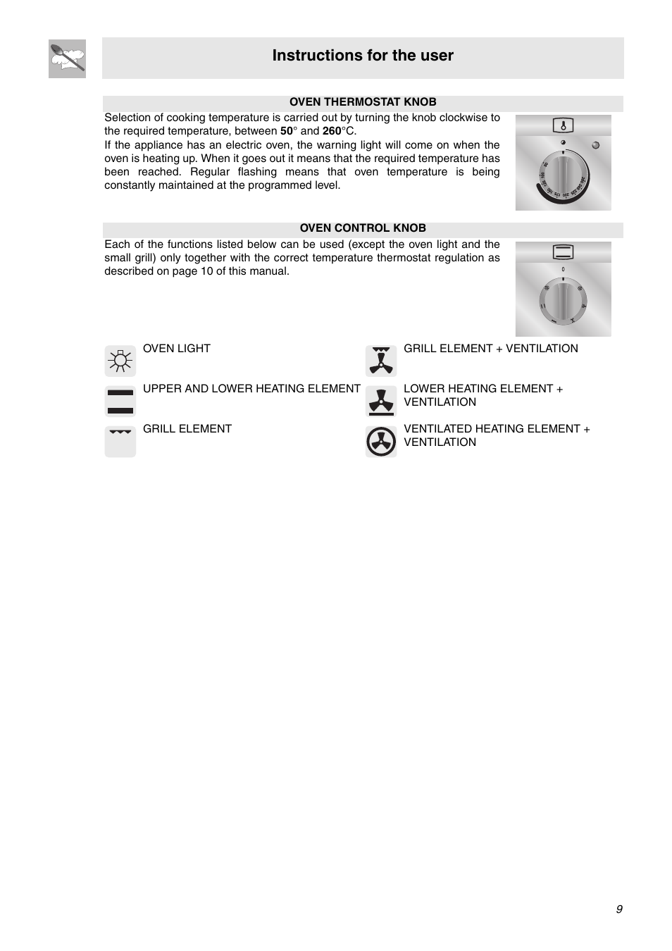 Instructions for the user | Smeg OF602XA User Manual | Page 7 / 16