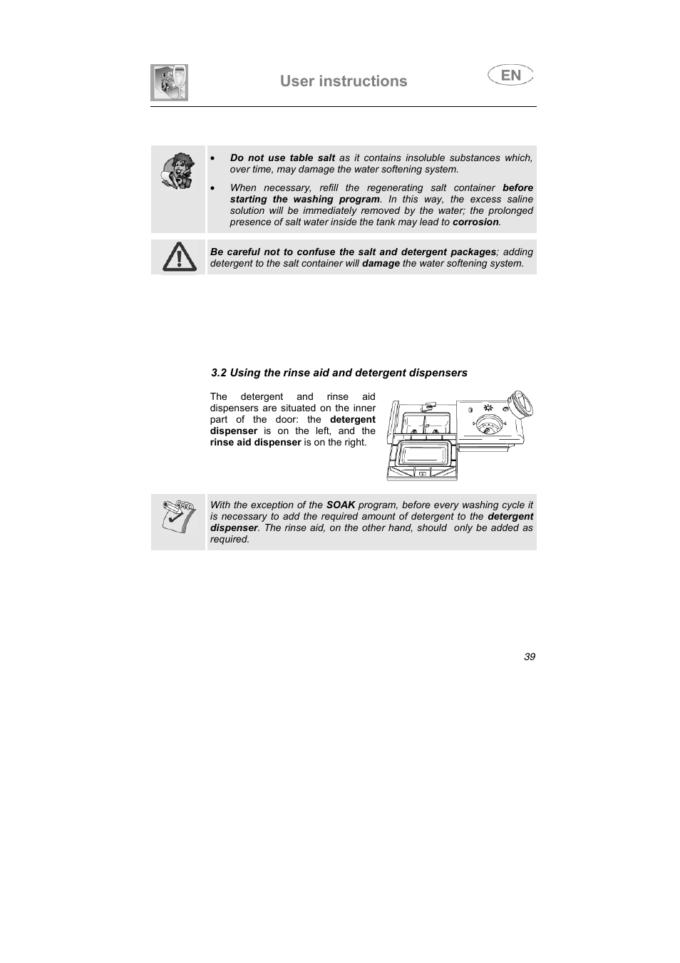 User instructions | Smeg KLVS50EB User Manual | Page 22 / 37