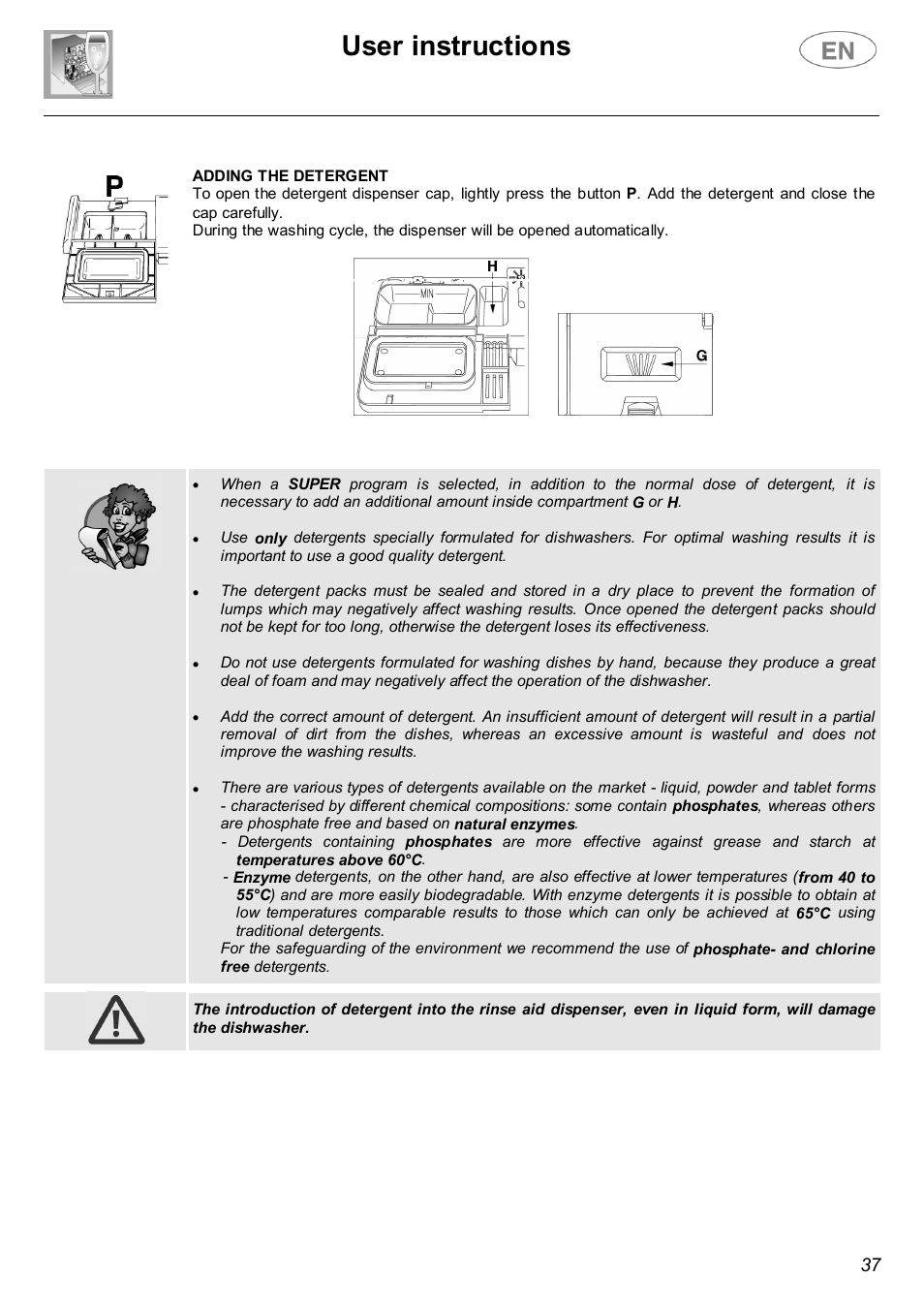 User instructions | Smeg PL19K User Manual | Page 16 / 28