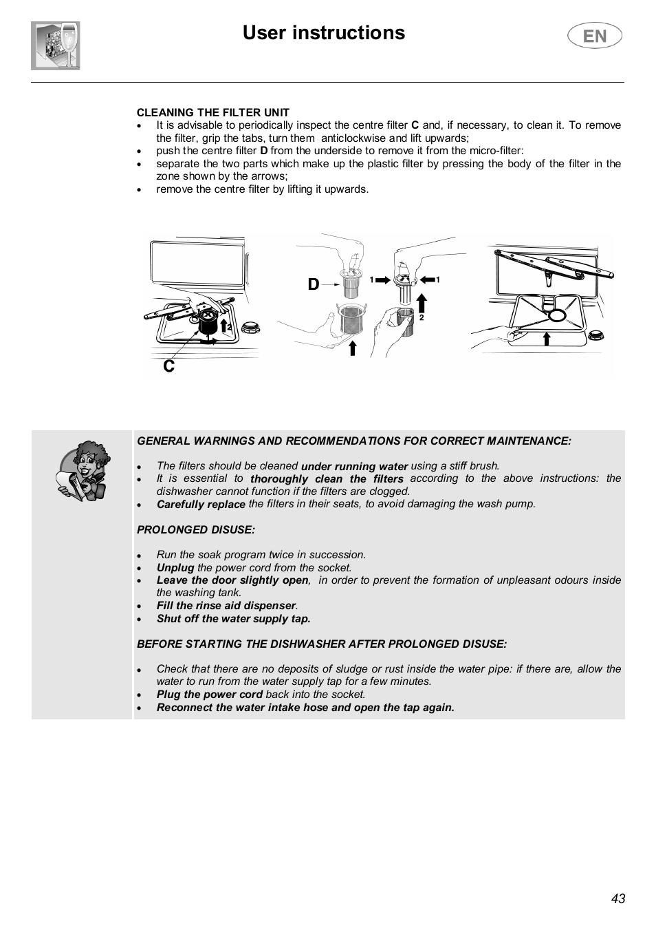 User instructions | Smeg PL19K User Manual | Page 22 / 28