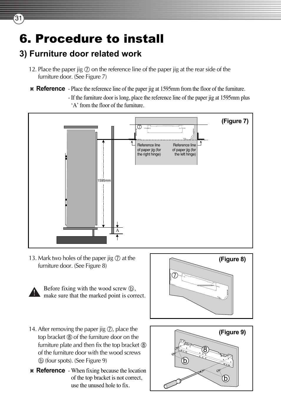 Procedure to install, 3) furniture door related work | Smeg LB30AFNF User Manual | Page 14 / 51