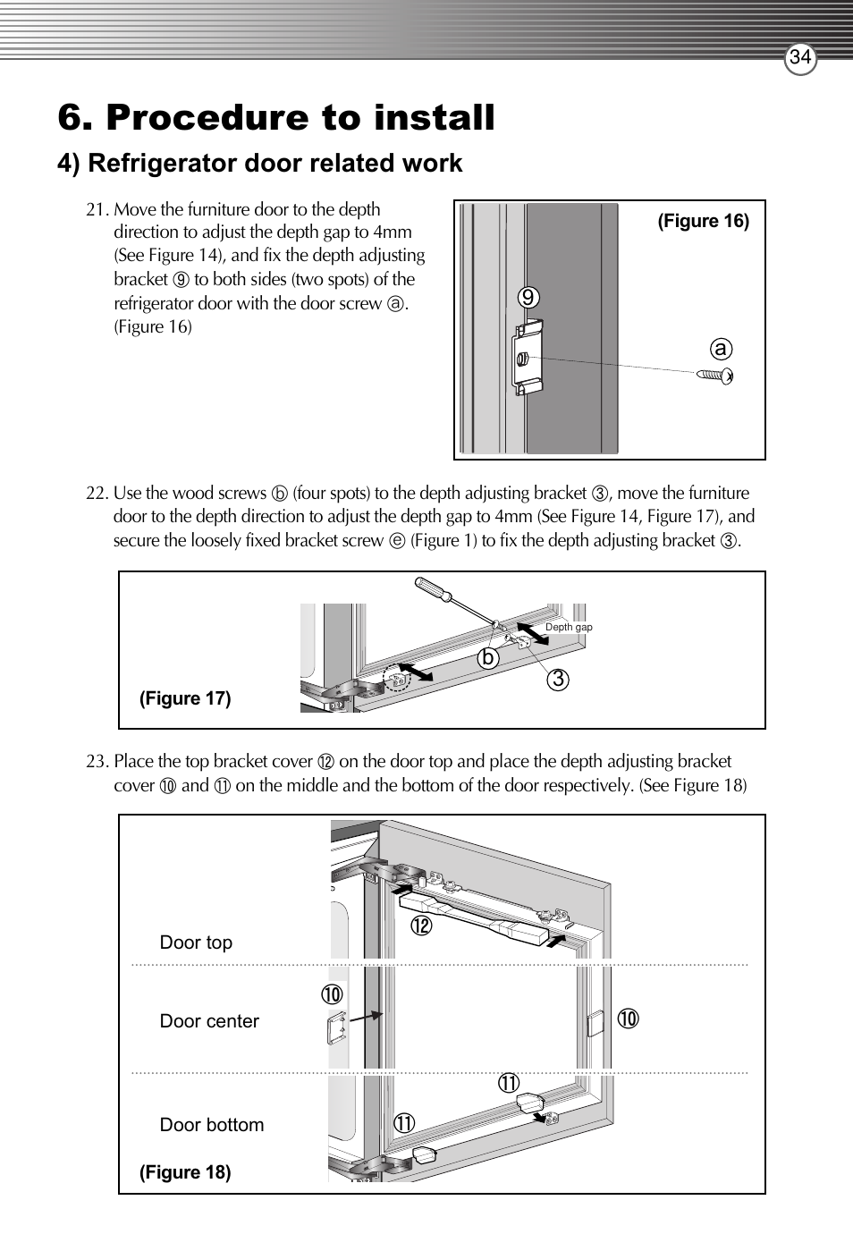Procedure to install, 4) refrigerator door related work | Smeg LB30AFNF User Manual | Page 17 / 51