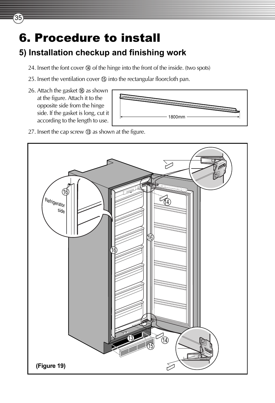 Procedure to install, 5) installation checkup and finishing work | Smeg LB30AFNF User Manual | Page 18 / 51