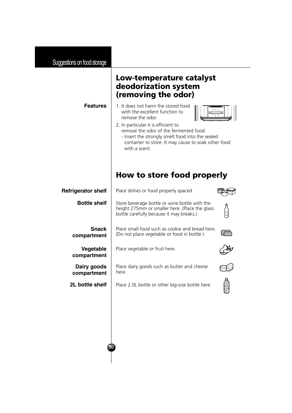 Suggestions on food storage | Smeg LB30AFNF User Manual | Page 42 / 51