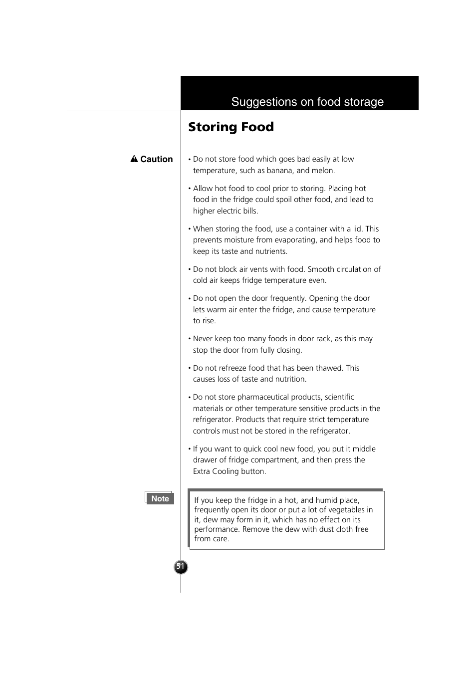 Storing food, Suggestions on food storage | Smeg LB30AFNF User Manual | Page 43 / 51