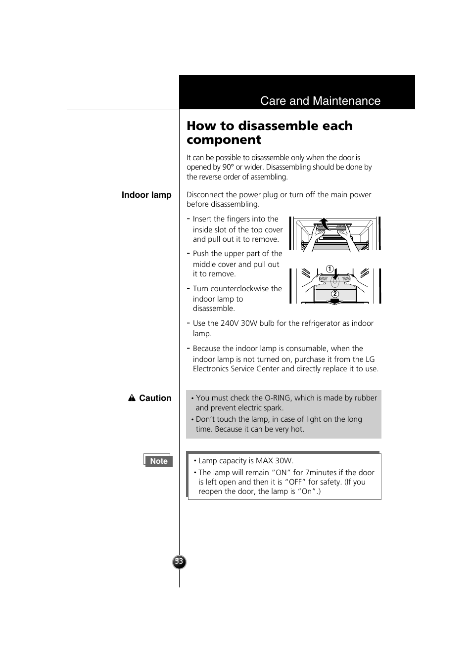 How to disassemble each component, Care and maintenance | Smeg LB30AFNF User Manual | Page 45 / 51