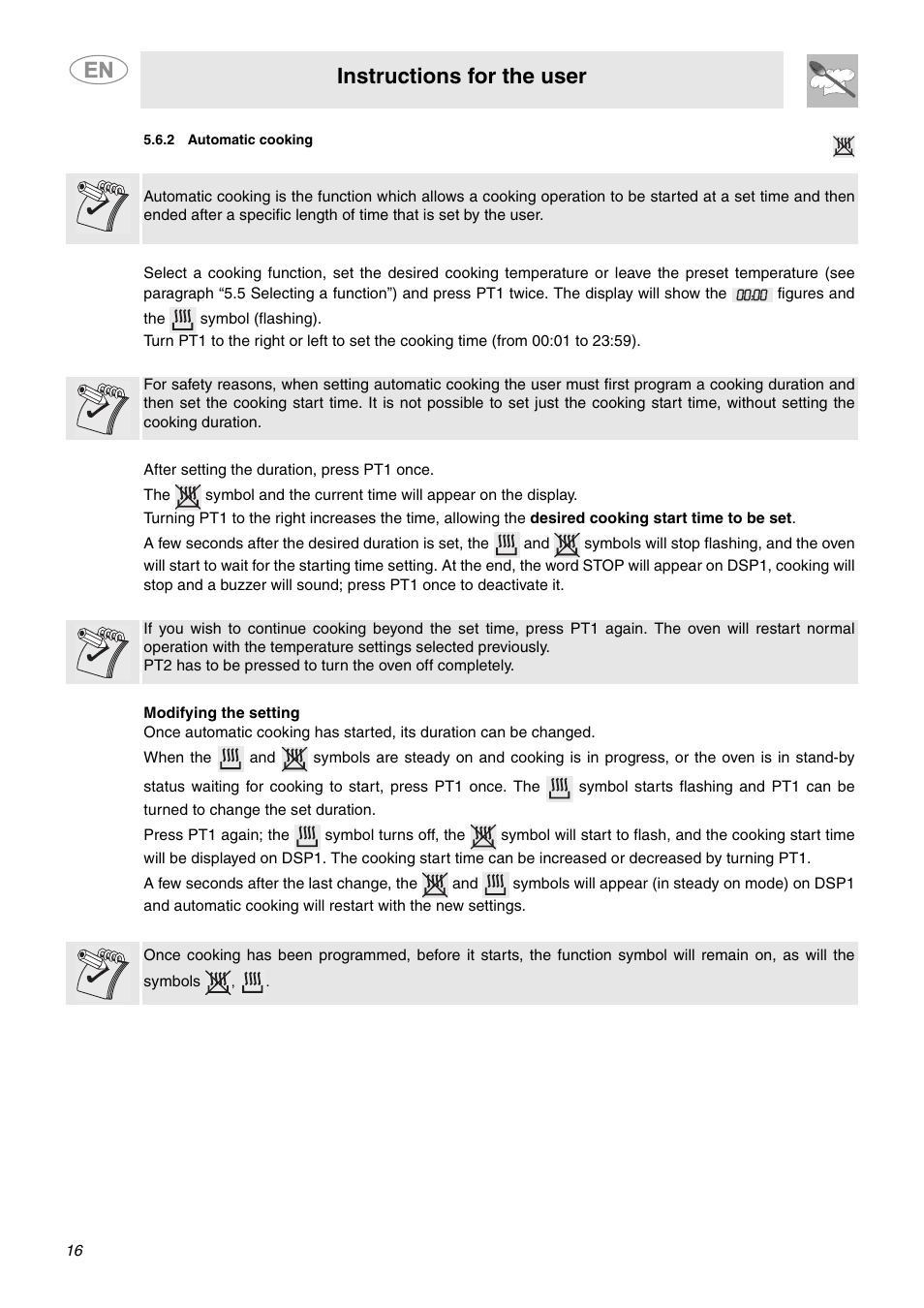 Instructions for the user | Smeg SCP111BU2 User Manual | Page 14 / 28