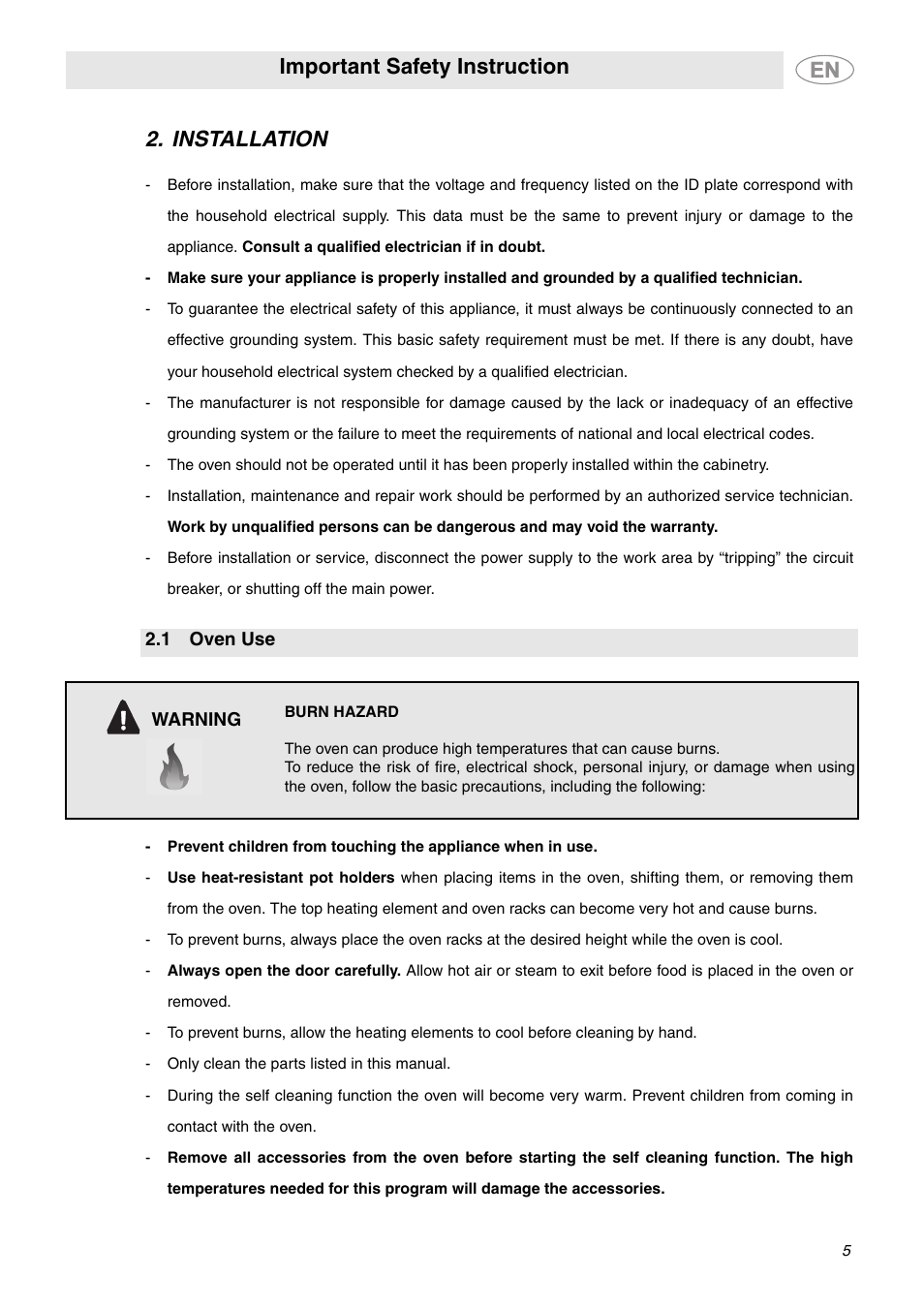 Installation, 1 oven use, Important safety instruction | Smeg SCP111BU2 User Manual | Page 3 / 28
