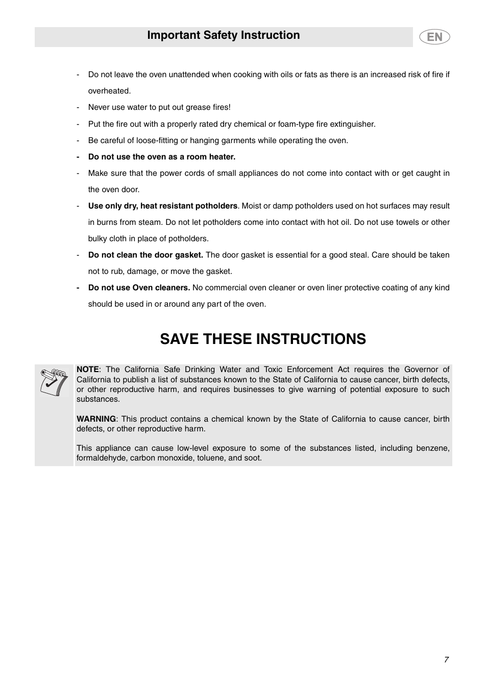 Save these instructions, Important safety instruction | Smeg SCP111BU2 User Manual | Page 5 / 28