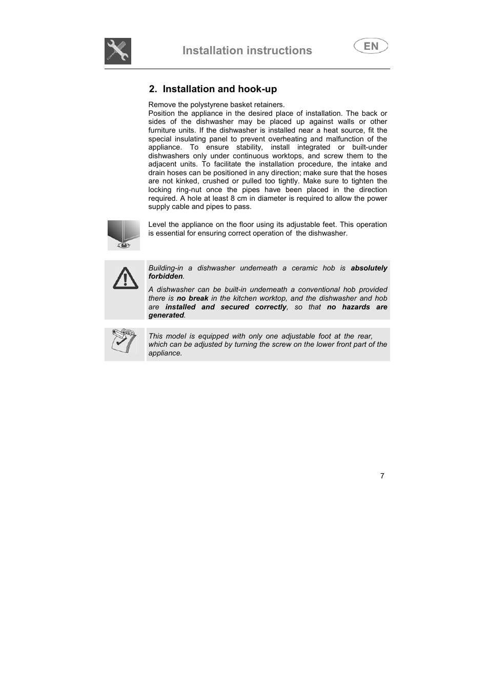 Installation instructions, Installation and hook-up | Smeg ST693-1 User Manual | Page 6 / 34