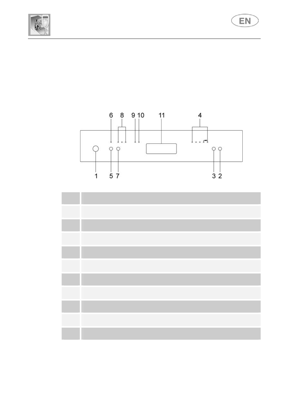 Description of the controls, 1 front panel, User instructions | Smeg LSA6245B User Manual | Page 10 / 35
