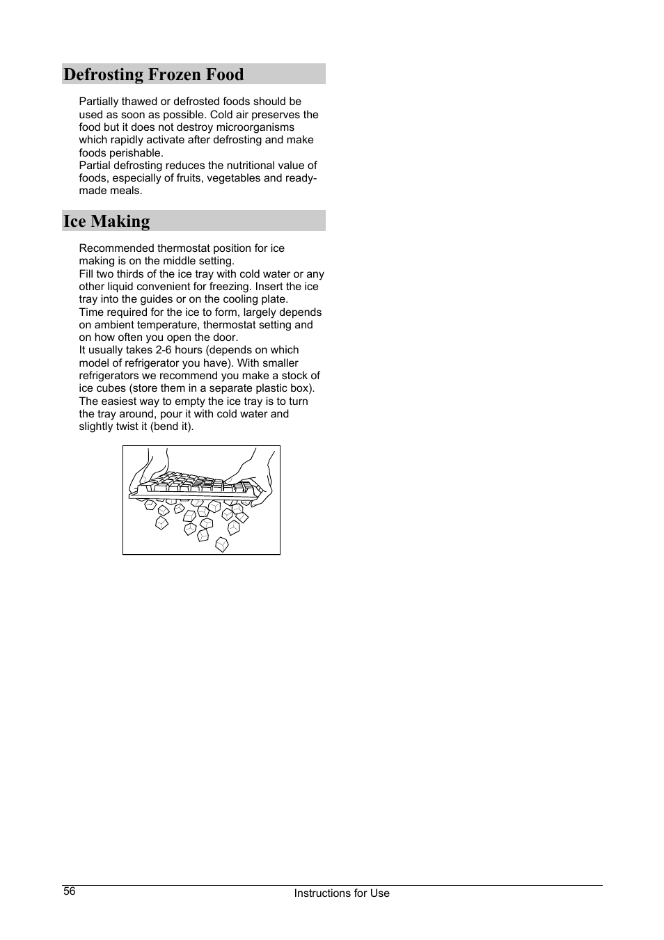 Defrosting frozen food, Ice making | Smeg FA28B User Manual | Page 10 / 14