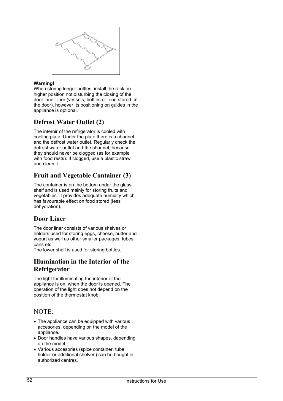 Defrost water outlet (2), Fruit and vegetable container (3), Door liner | Illumination in the interior of the refrigerator | Smeg FA28B User Manual | Page 6 / 14