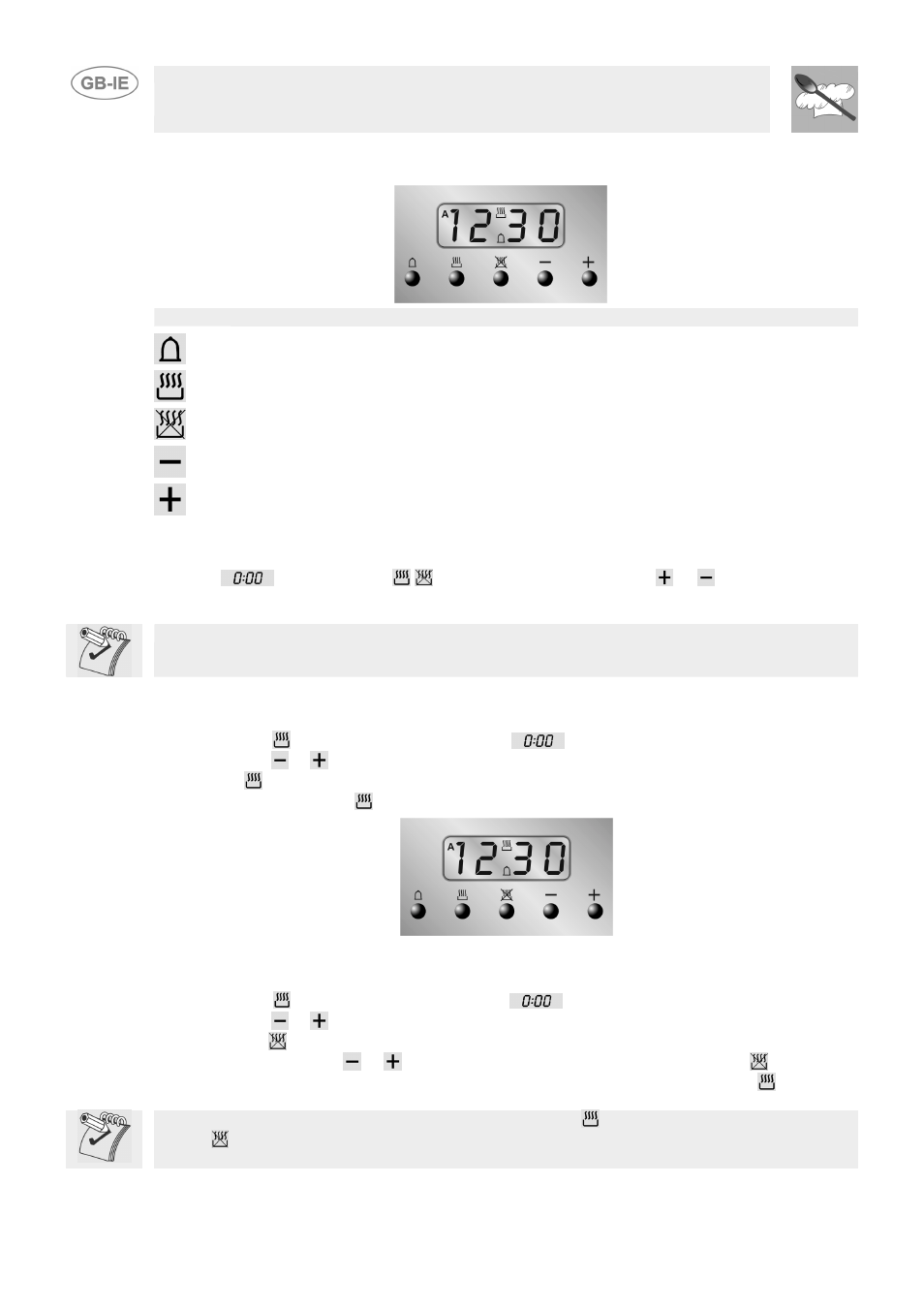 Electronic programmer (only on equipped models), Clock adjustment, Semiautomatic cooking | Automatic cooking, Instructions for the user, 6 electronic programmer (only on equipped models), 1 clock adjustment, 2 semiautomatic cooking, 3 automatic cooking | Smeg SUK61CMFX User Manual | Page 12 / 16