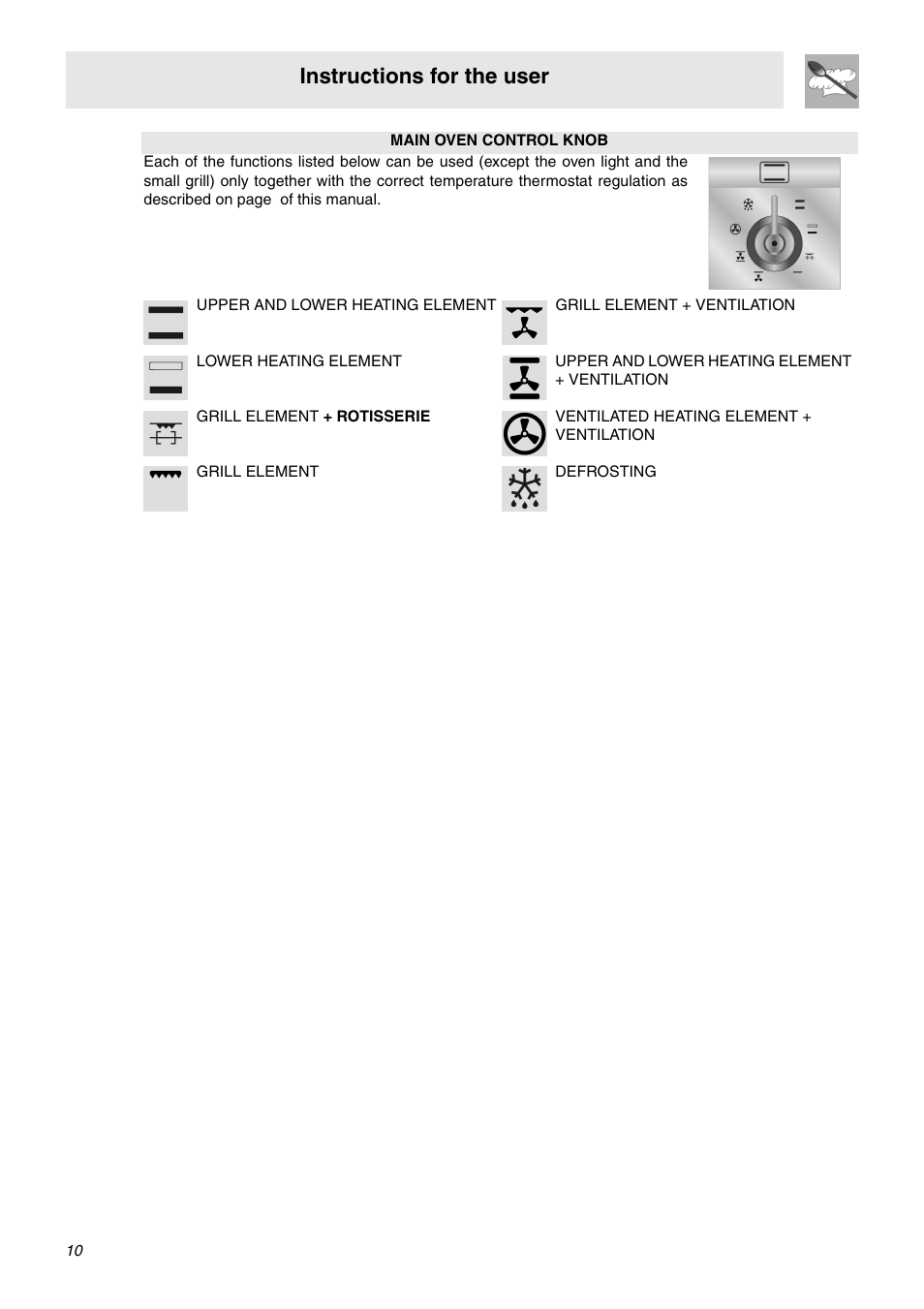 Instructions for the user | Smeg SNZ106VML User Manual | Page 8 / 24