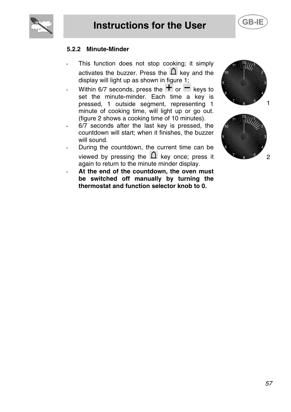 Minute-minder, Instructions for the user | Smeg A5-6 User Manual | Page 15 / 39