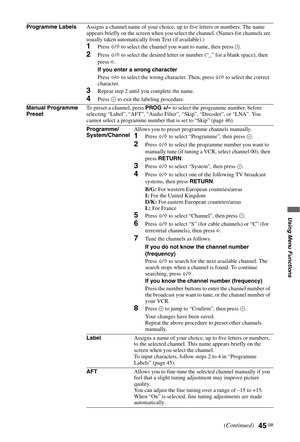 Sony KDL-40X4500 User Manual | Page 45 / 188