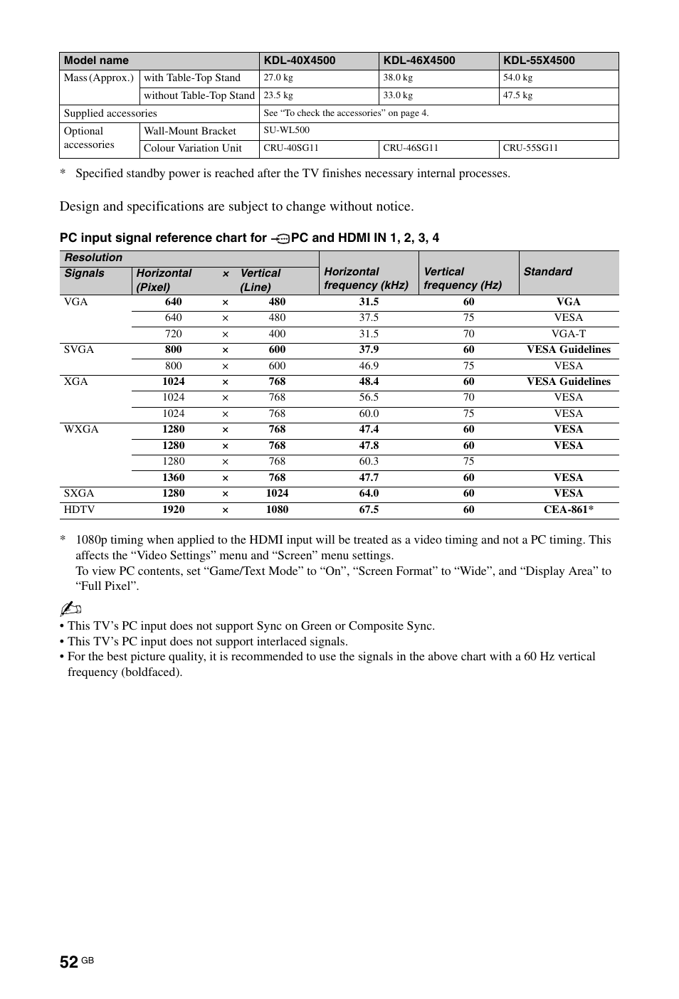 Sony KDL-40X4500 User Manual | Page 52 / 188