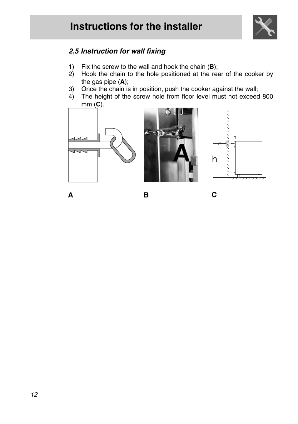 Adaptation to different types of gas, 1 replacement of nozzles on the hob, Instructions for the installer | Smeg A21X-5 User Manual | Page 10 / 38