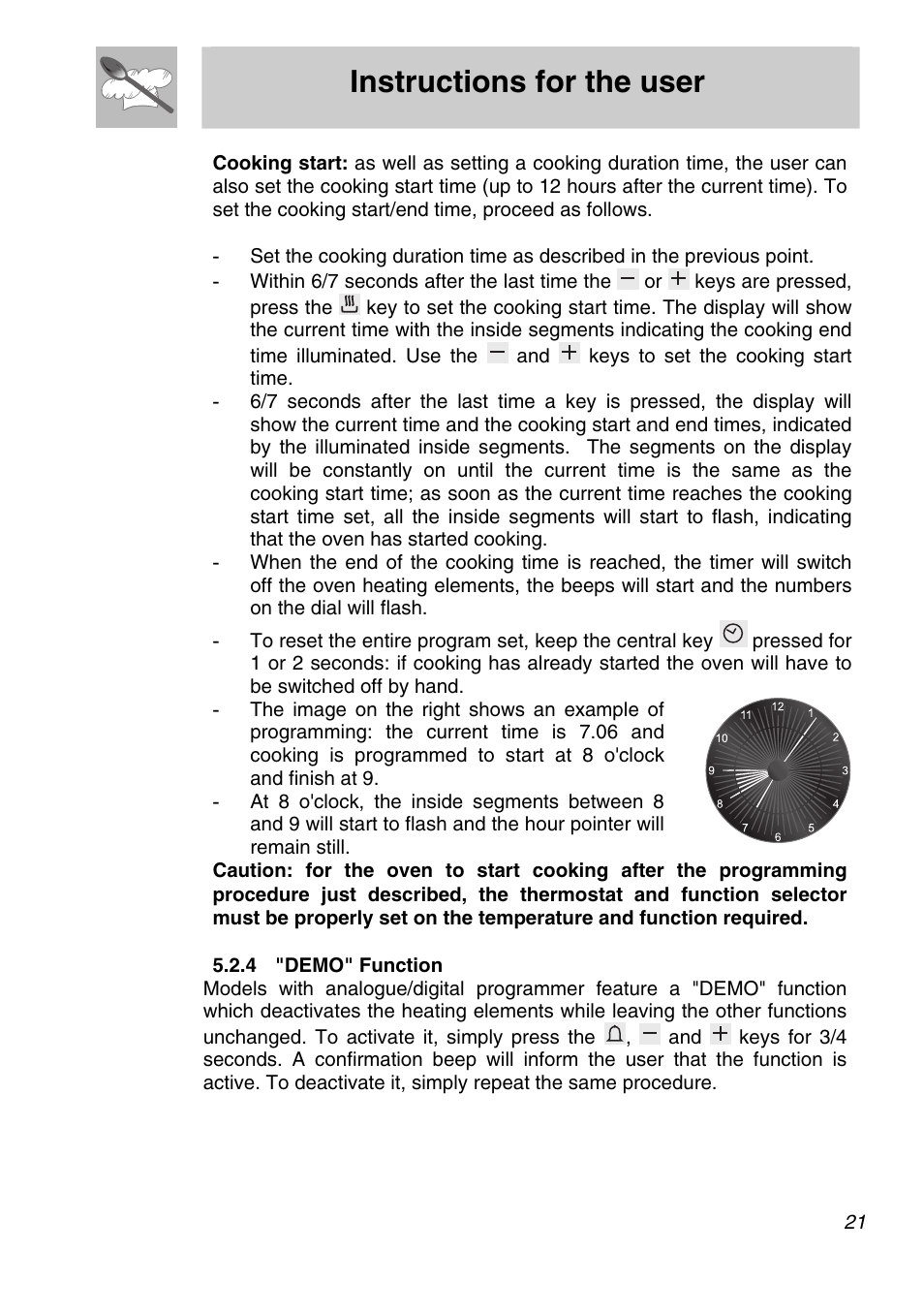 Use of the cooking hob, 1 lighting of the cooking hob burners, 3 diameter of containers | Instructions for the user | Smeg A21X-5 User Manual | Page 19 / 38