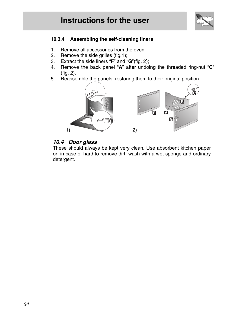 Extraordinary maintenance, 1 replacement of light bulbs, Instructions for the user | Smeg A21X-5 User Manual | Page 32 / 38