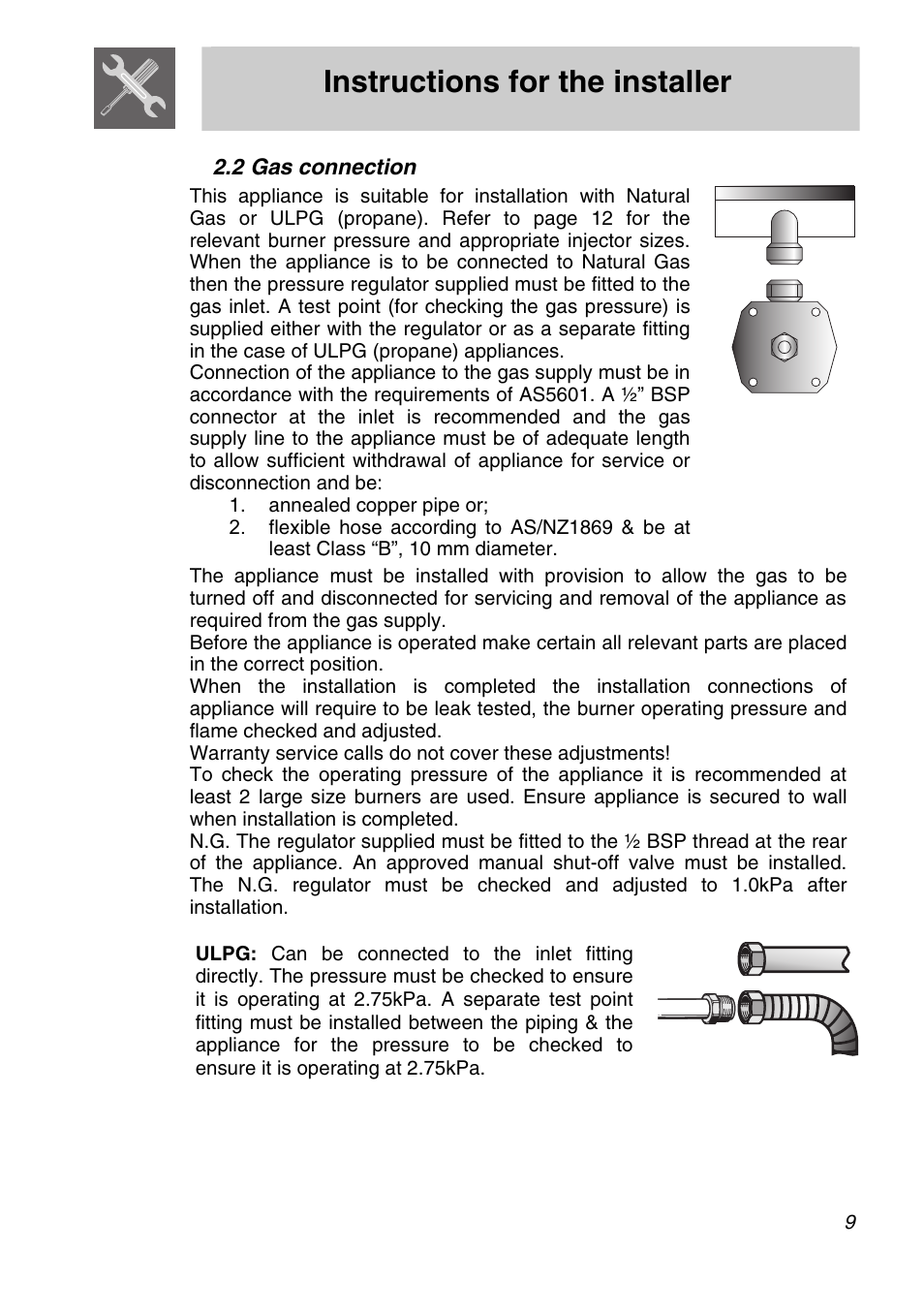 3 room ventilation, Clearance above and around domestic cookers, Instructions for the installer | Smeg A21X-5 User Manual | Page 7 / 38