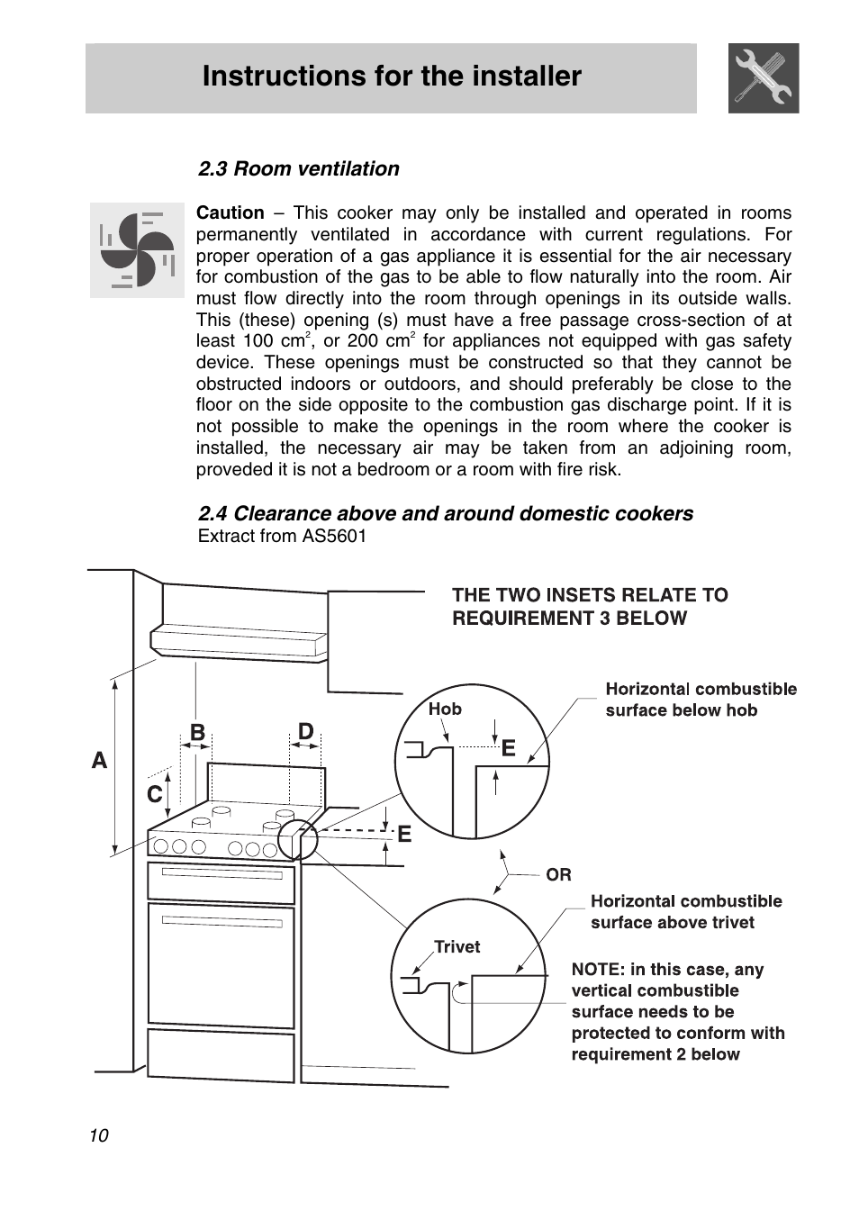 Instructions for the installer | Smeg A21X-5 User Manual | Page 8 / 38