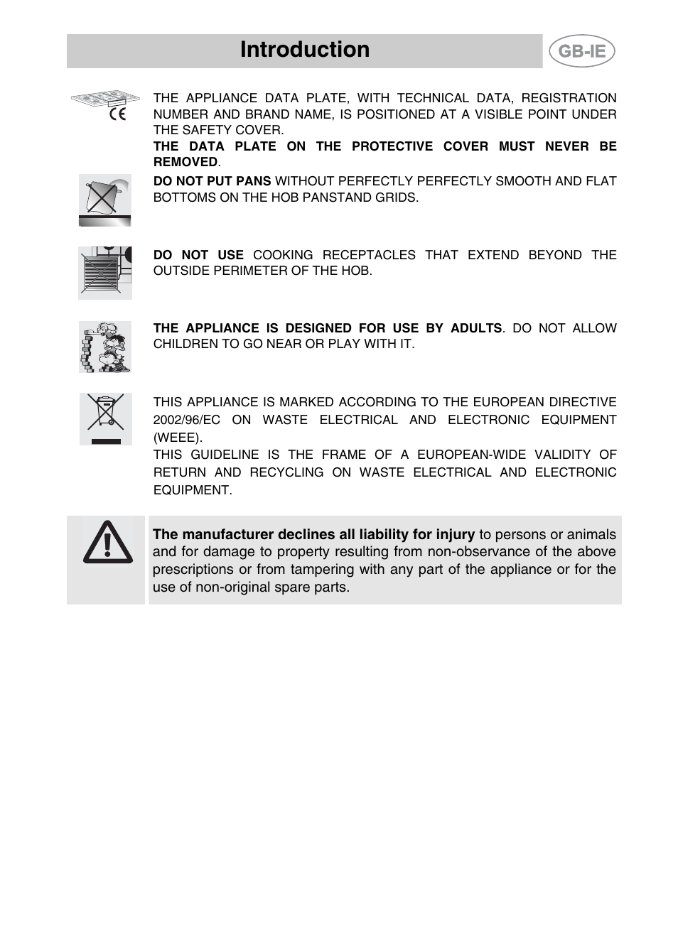 Introduction | Smeg PGF75BE-2 User Manual | Page 3 / 16