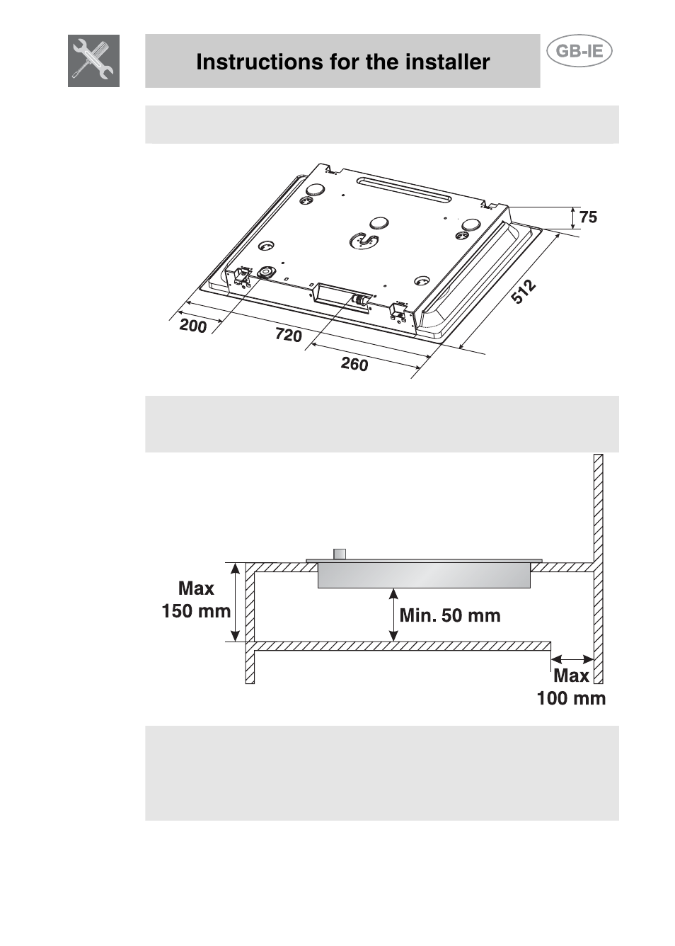 Instructions for the installer | Smeg PGF75BE-2 User Manual | Page 7 / 16