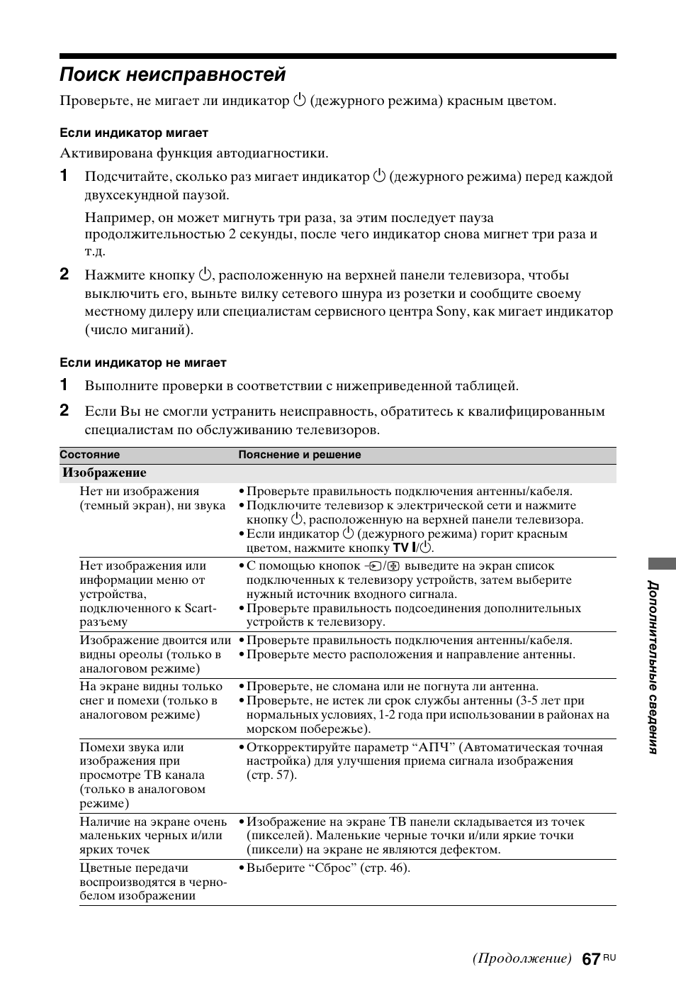 Поиск неисправностей | Sony KDL-40 Z4500 User Manual | Page 189 / 195