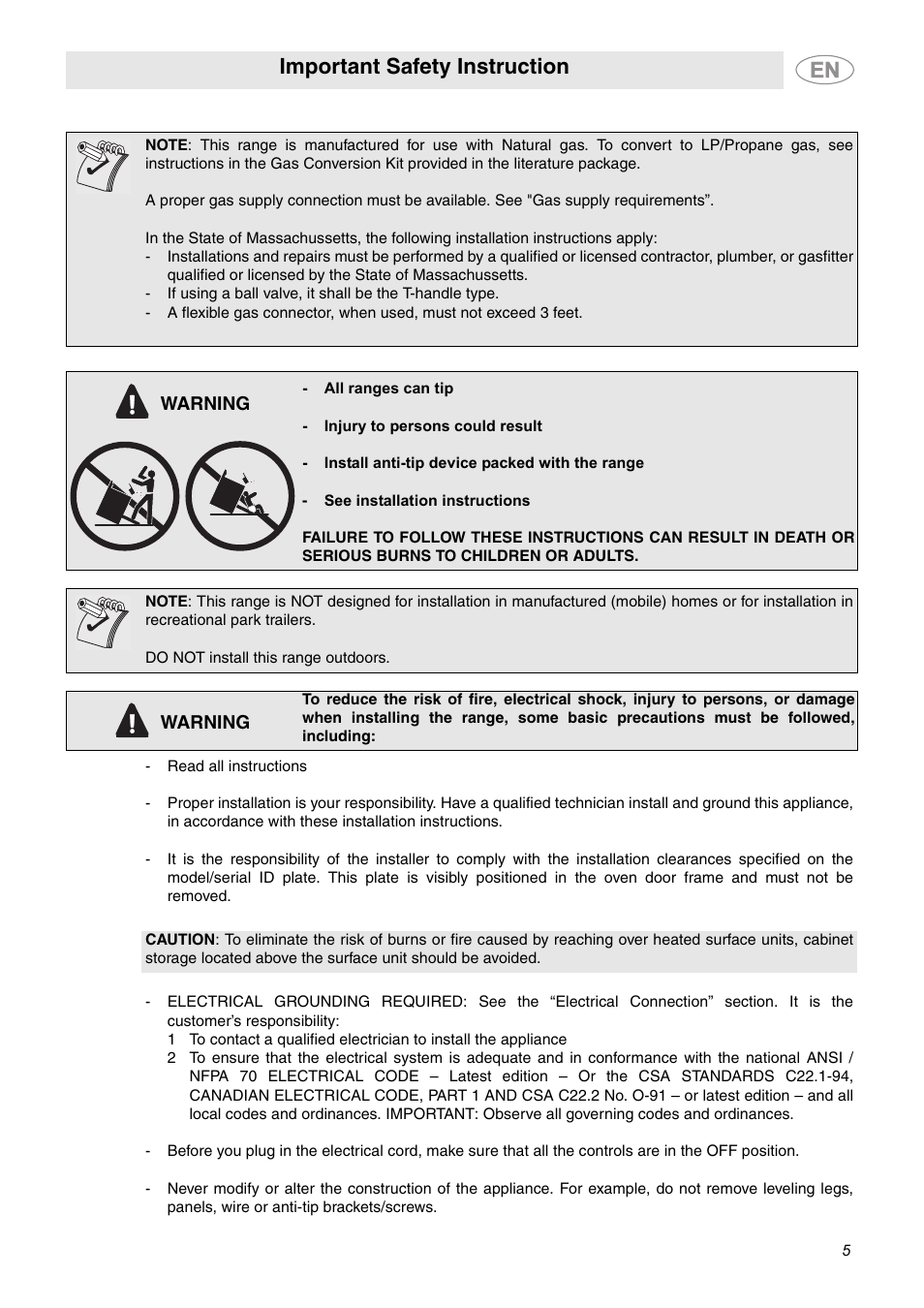 Important safety instruction | Smeg A1AU6 User Manual | Page 3 / 15