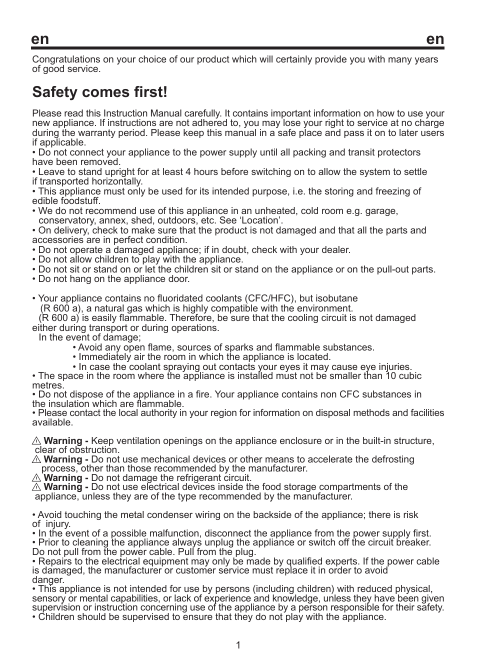 Safety comes first | Smeg FD250 AP1 User Manual | Page 6 / 16