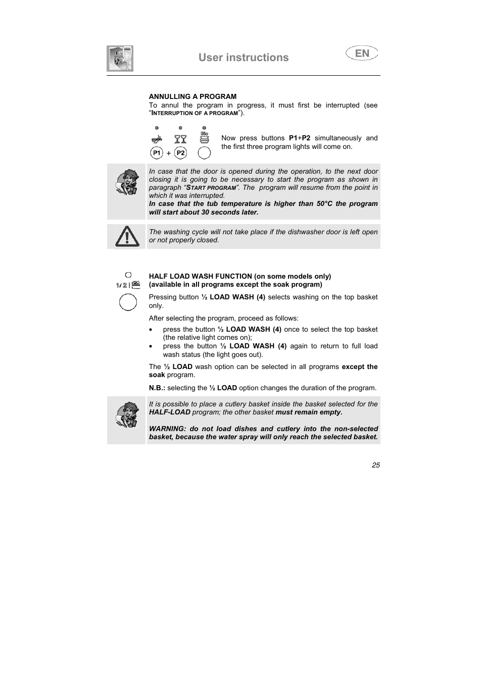 User instructions | Smeg DF612SE7 User Manual | Page 10 / 43