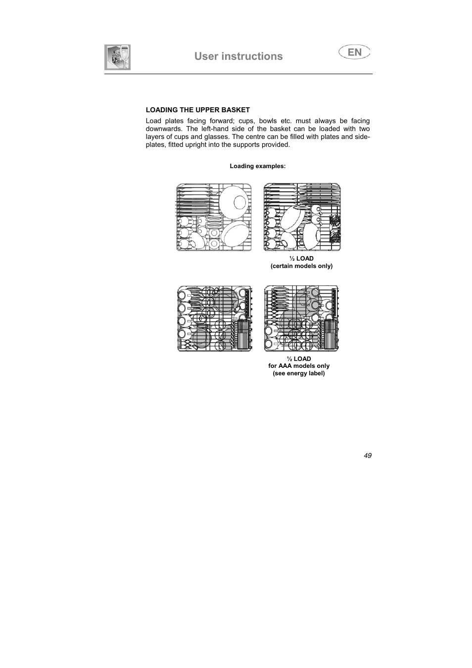 User instructions | Smeg DF612SE7 User Manual | Page 37 / 43