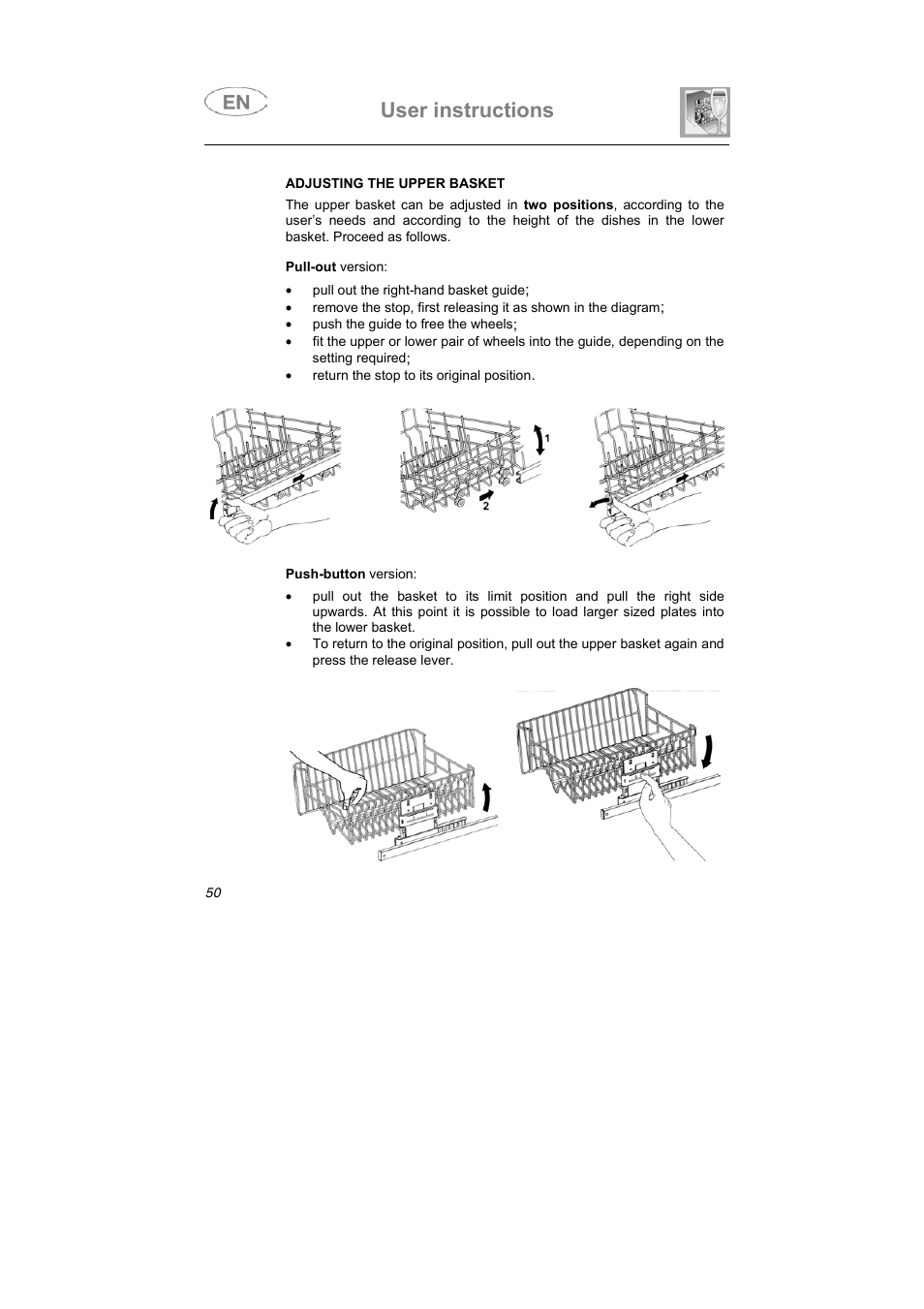 User instructions | Smeg DF612SE7 User Manual | Page 38 / 43