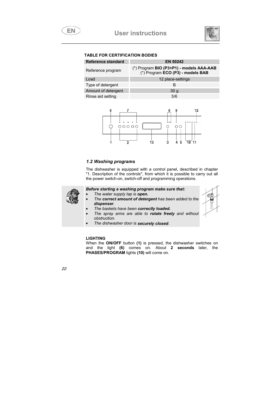 User instructions | Smeg DF612SE7 User Manual | Page 7 / 43