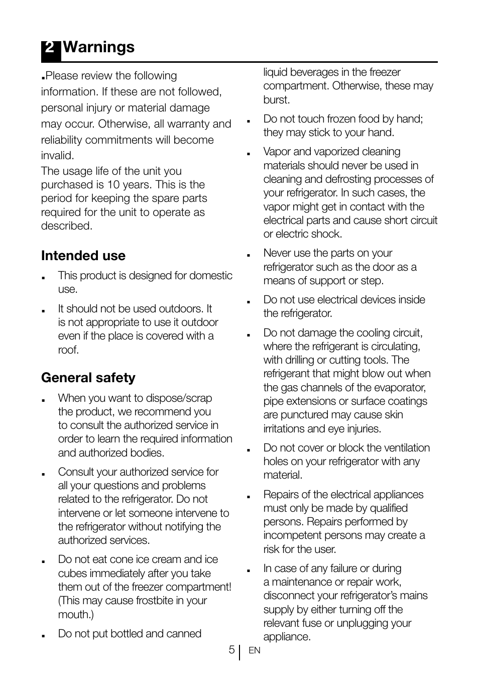 2warnings | Smeg CV260PNF User Manual | Page 5 / 19