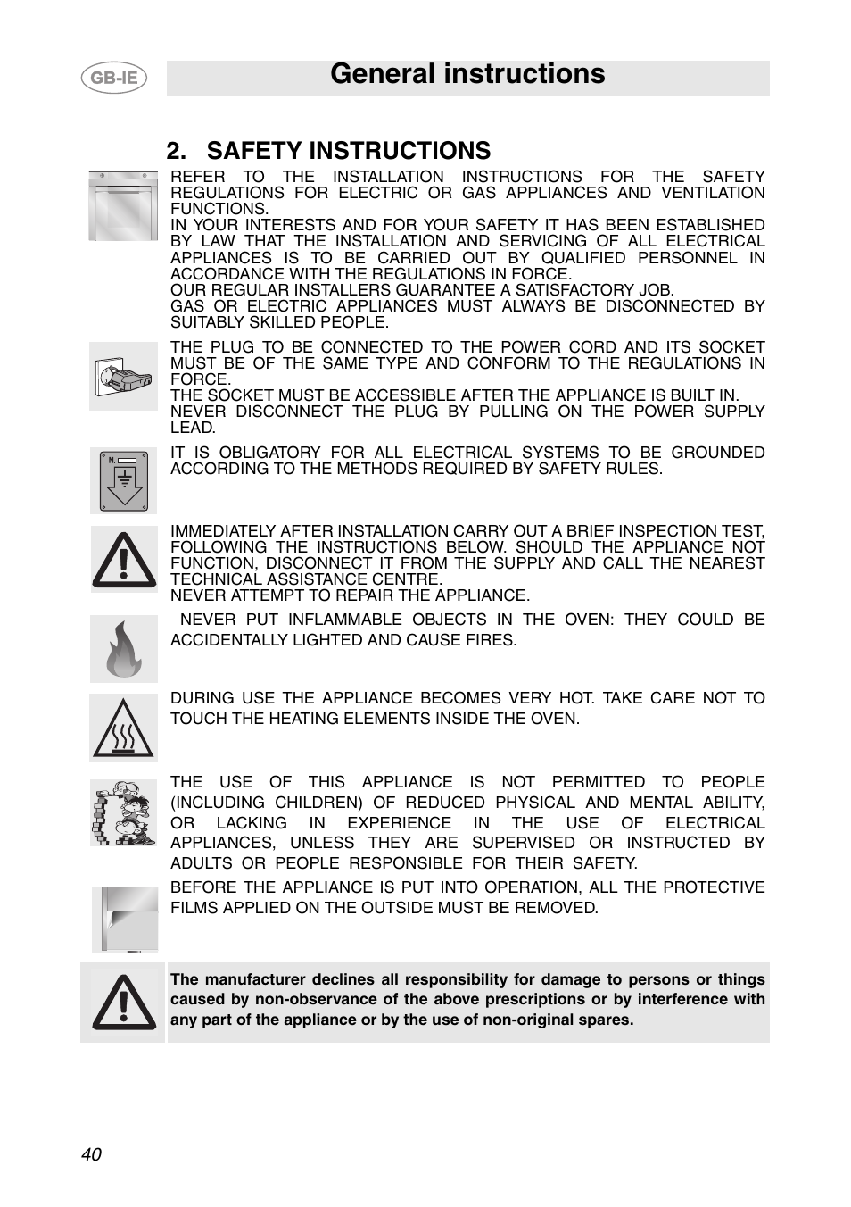 Safety instructions, General instructions | Smeg SCP111NE2 User Manual | Page 3 / 34